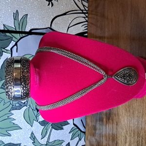 Lia Sophia 3 chain Necklace with pendant and bangle set